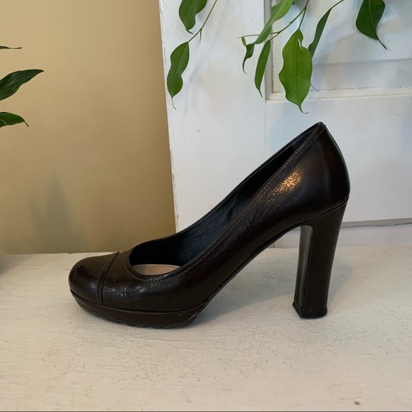 PRADA patent brown leather round toe pump heels - Picture 4 of 9